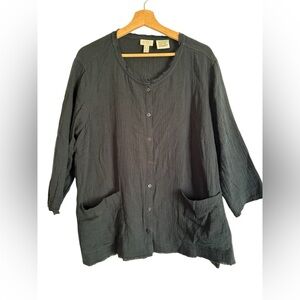 Logo Lori Goldstein Beach to Street Top 1X Cotton Gauze Raw Hem Lagenlook